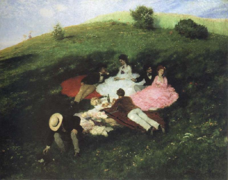 Merse, Pal Szinyei picnic in may oil painting image